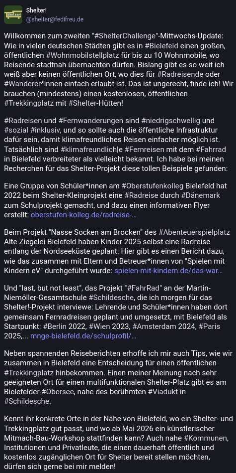 Screenshot eines Fediverse Post